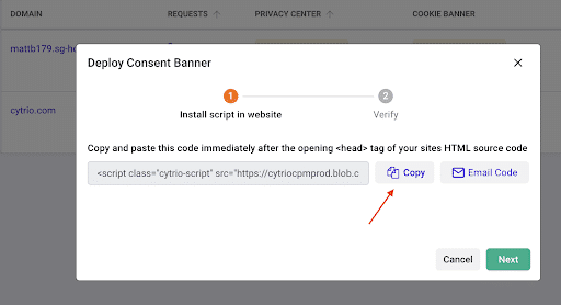 Cookie Banner Setup - CYTRIO